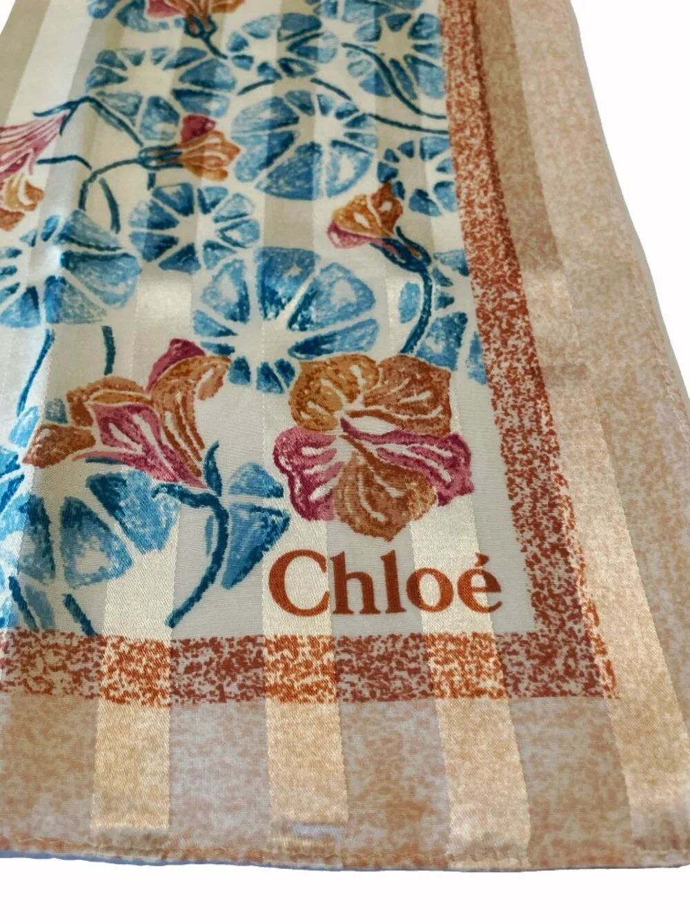 Chloé Floral Silk Cotton Blend Scarf